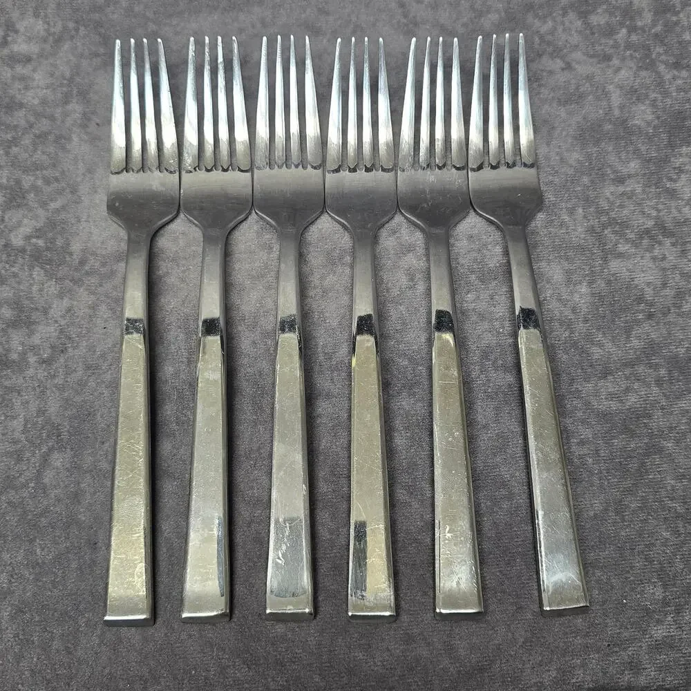 Dansk 18/10 Meridian Stainless Dinner Forks Glossy Flat Tip Flatware Silverware
